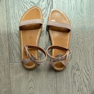 K.Jacques Muted Pink / Purple Leather Sandals with Ankle Strap